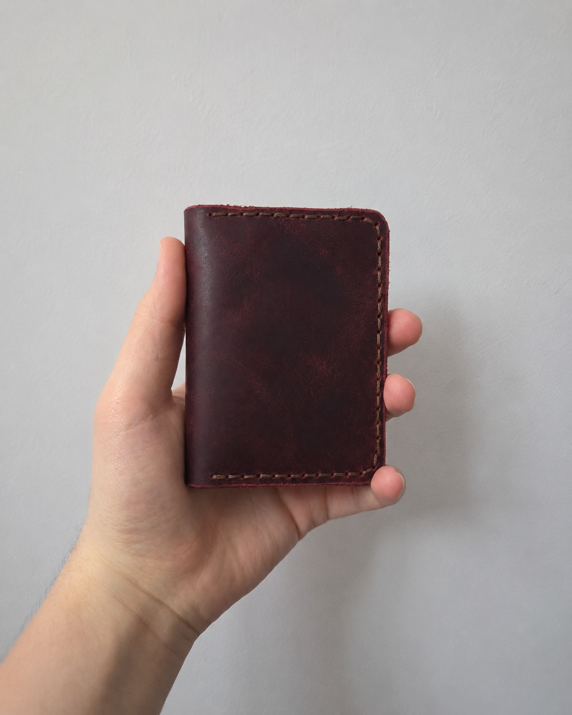 El Yapımı Hakiki Deri Kartlık CLEXART - Bordo